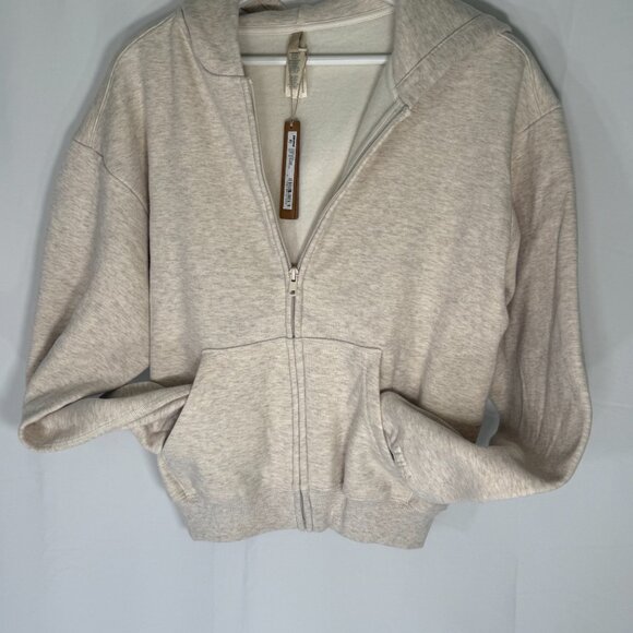 Skims Cotton Fleece Classic Zip Up Hoodie Oatmeal Heather NWT - Picture 3 of 8